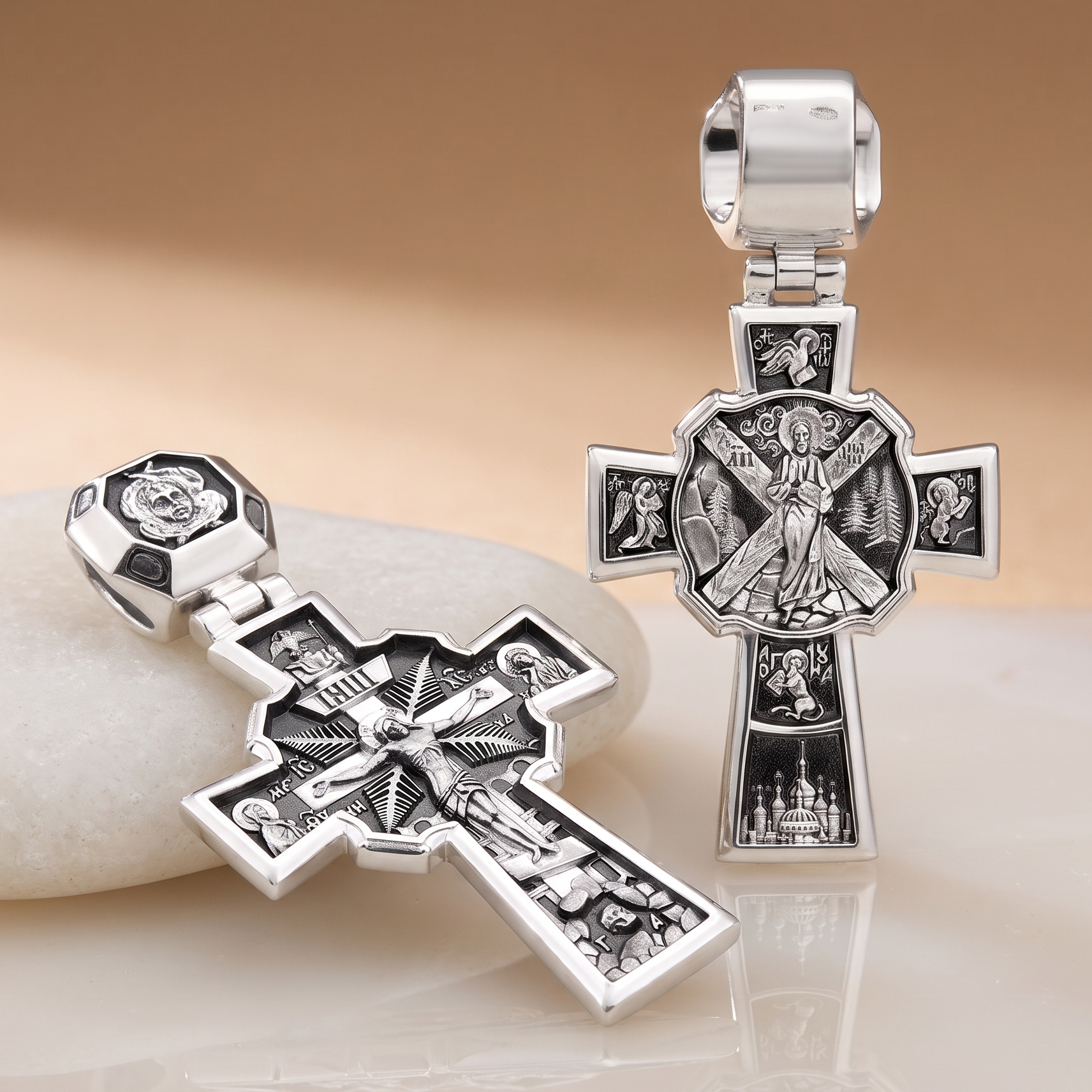 Мужской нательный крест «Андреевский» серебро