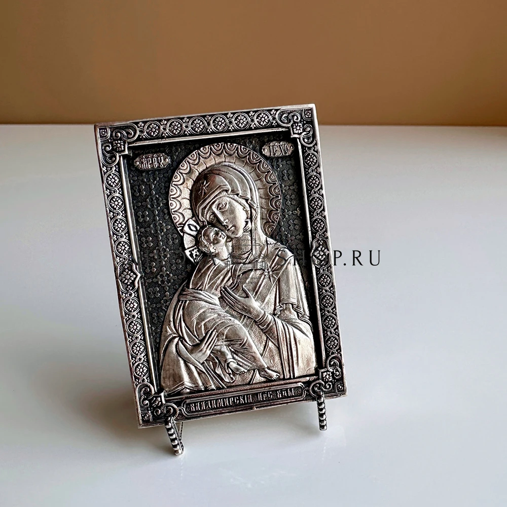 Настольная икона «Владимирская» бронза/серебрение