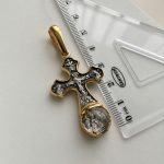 Нательный крест «Распятие. Миро святого Николая» серебро/золочение